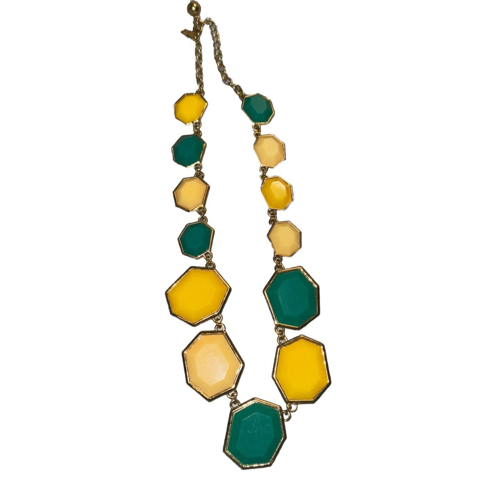 Kate Spade New York Necklace Rhinestone Green Yellow White Gold L-58cm Near mint